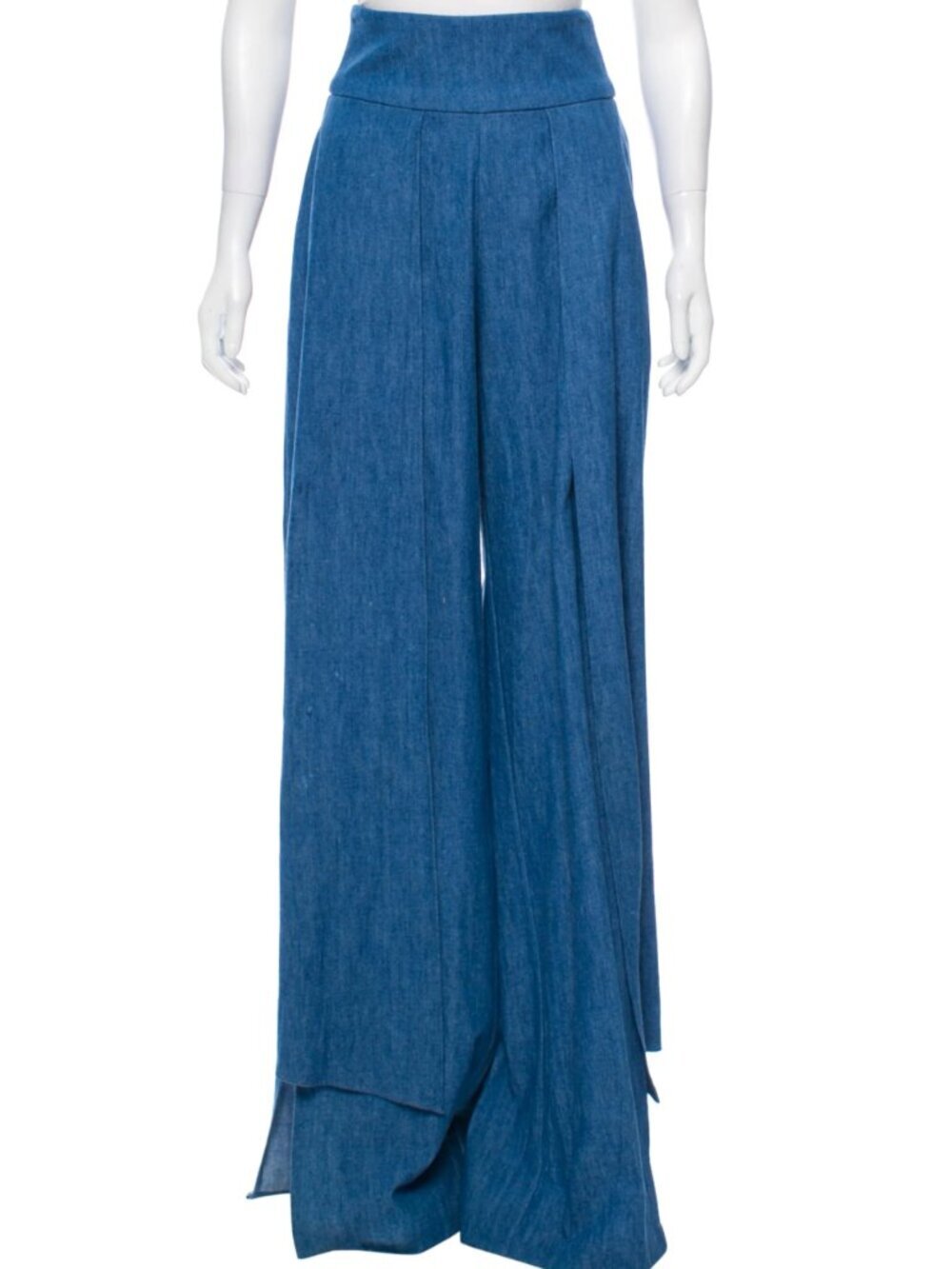Angelys Balek Avant Garde Wide Leg Draped Pants Blue High Waist US 10